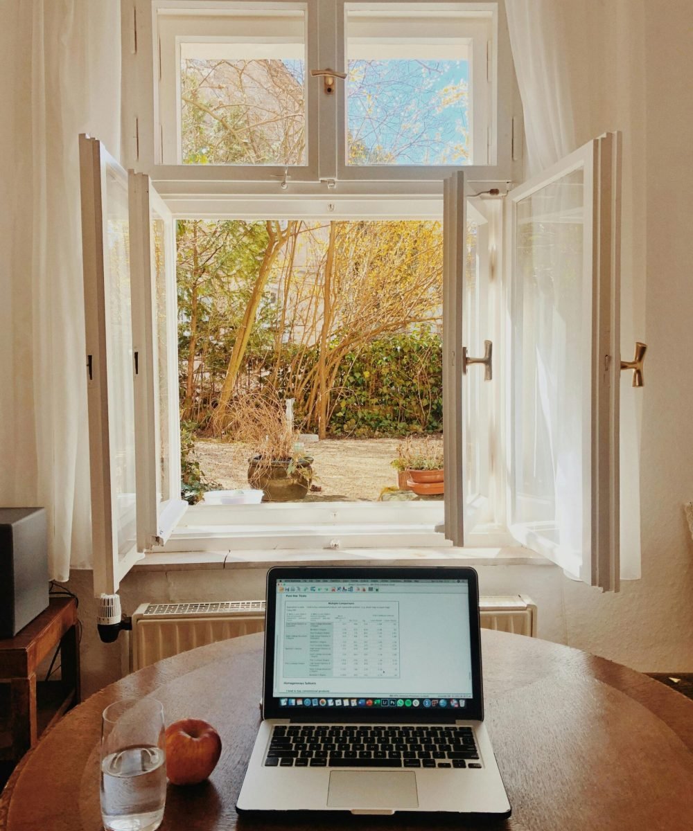 Laptop in front of window for digital nomad