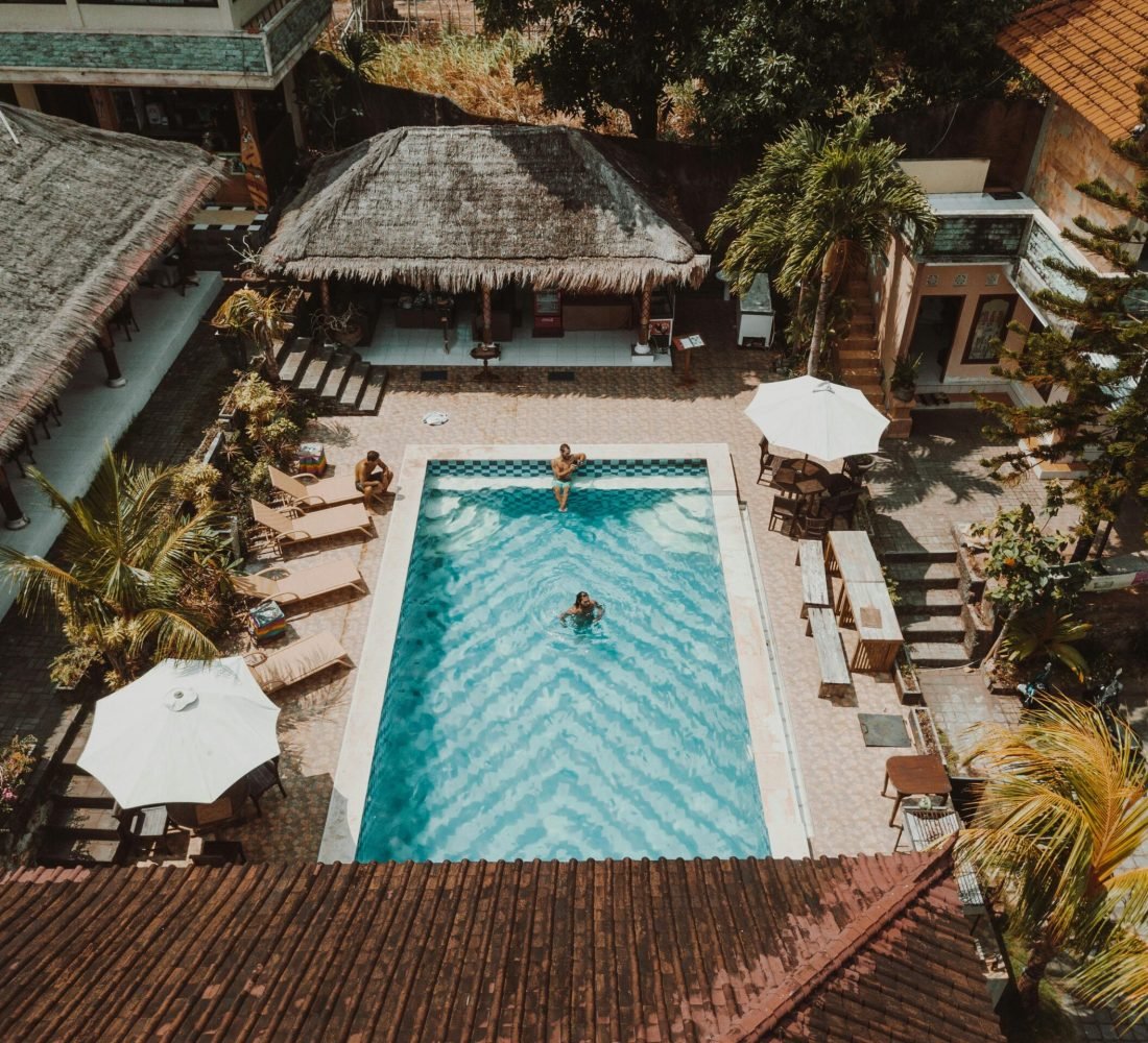 Photo of a pool from above